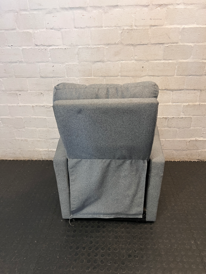 Grey High-Back Fabric 1 Seater Couch — Fair Condition with Visible W - 2ndhandwarehouse.com