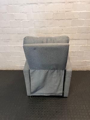 Grey High-Back Fabric 1 Seater Couch — Fair Condition with Visible W - 2ndhandwarehouse.com