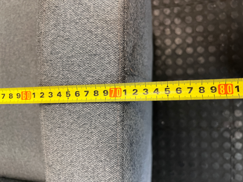 Grey High-Back Fabric 1 Seater Couch — Fair Condition with Visible W - 2ndhandwarehouse.com