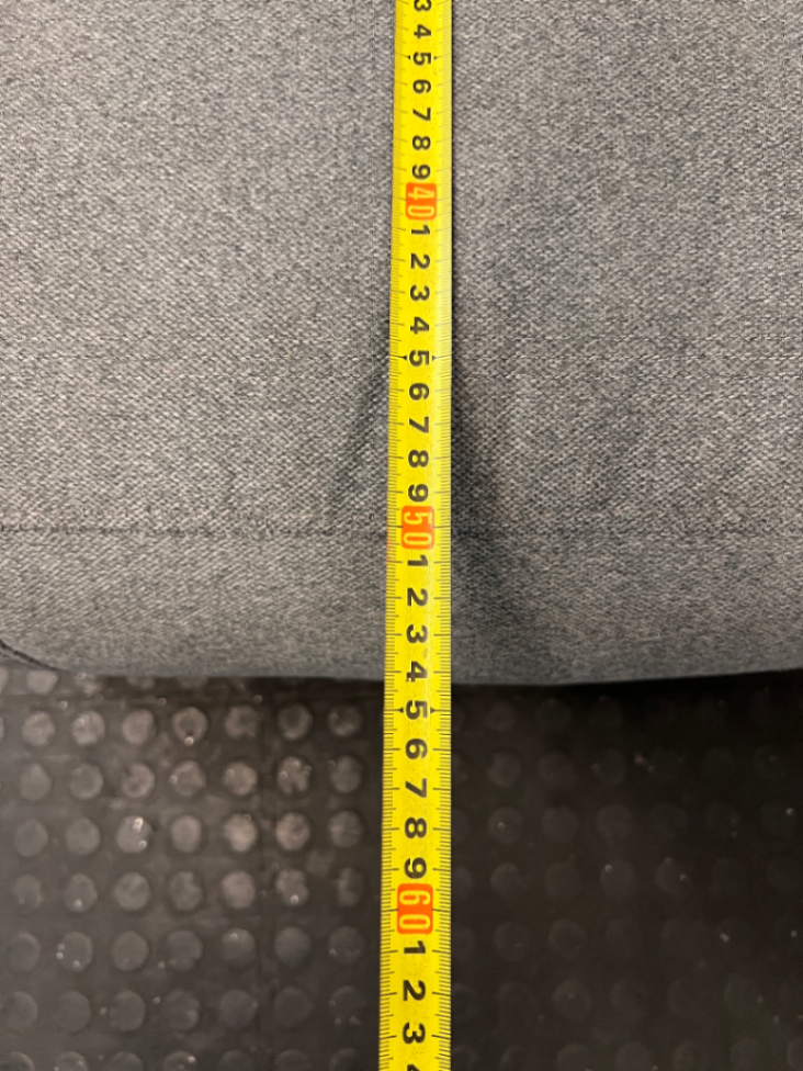 Grey High-Back Fabric 1 Seater Couch — Fair Condition with Visible W - 2ndhandwarehouse.com