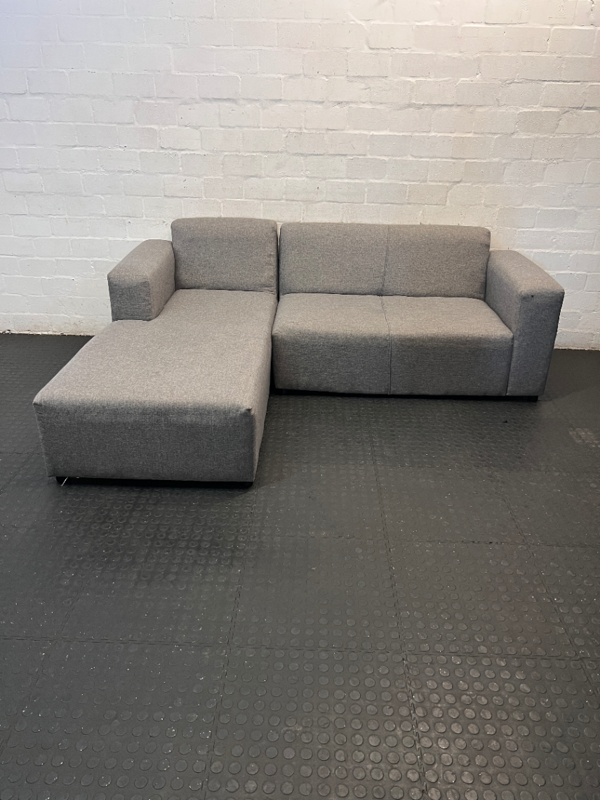 Grey L-Shape Material Couch - 2ndhandwarehouse.com