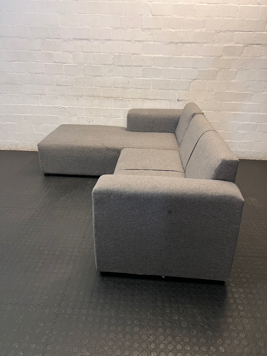 Grey L-Shape Material Couch - 2ndhandwarehouse.com