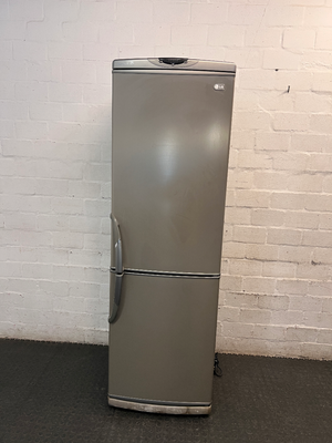 Grey LG Fridge Freezer with Bottom Freezer — Working Fridge with Loose Freezer Tray