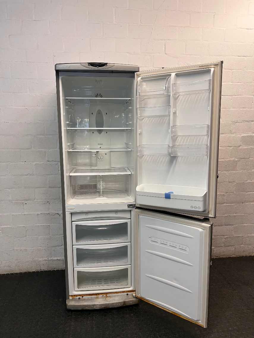 Grey LG Fridge Freezer with Bottom Freezer — Working Fridge with Loose Freezer Tray
