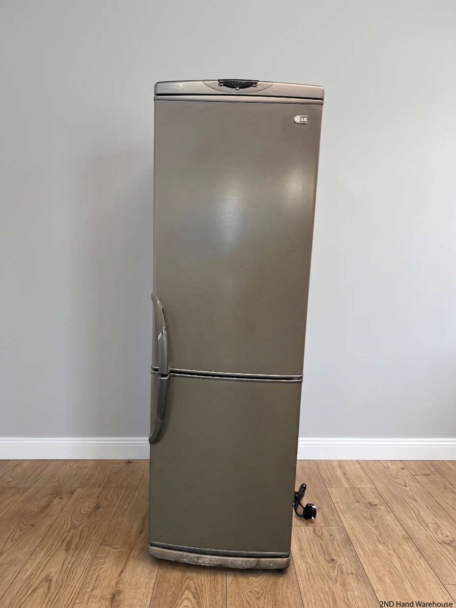Grey LG Fridge Freezer with Bottom Freezer — Working Fridge with Loose Freezer Tray