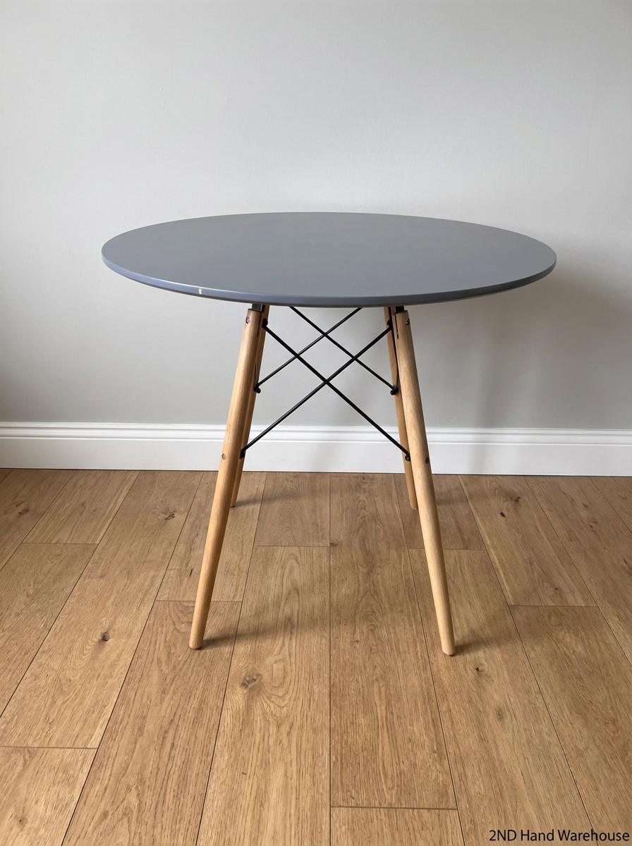 Grey Mid-Century Style Dining Set with Wooden Legs — Clean and Well-Maintained Condition - 2ndhandwarehouse.com