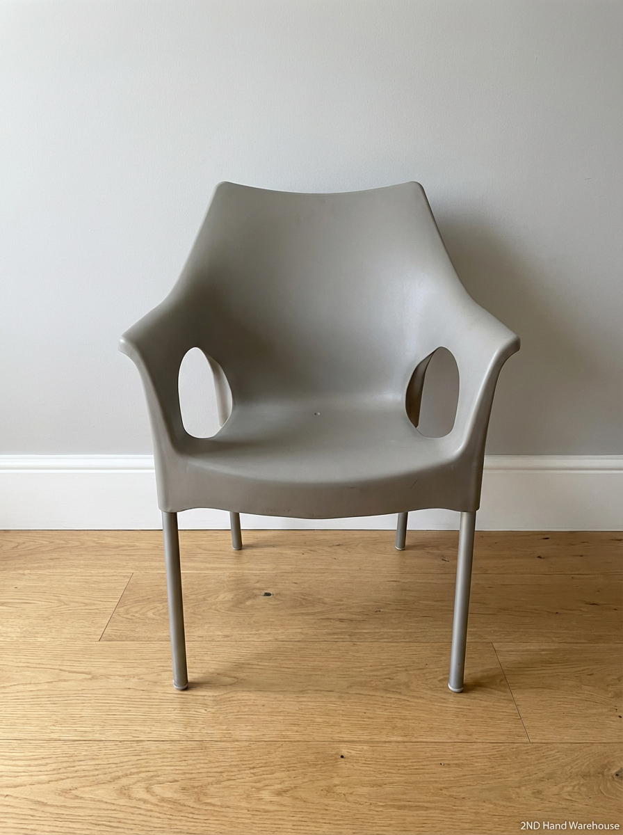 Grey Molded Armchair - Small Tear on Surface