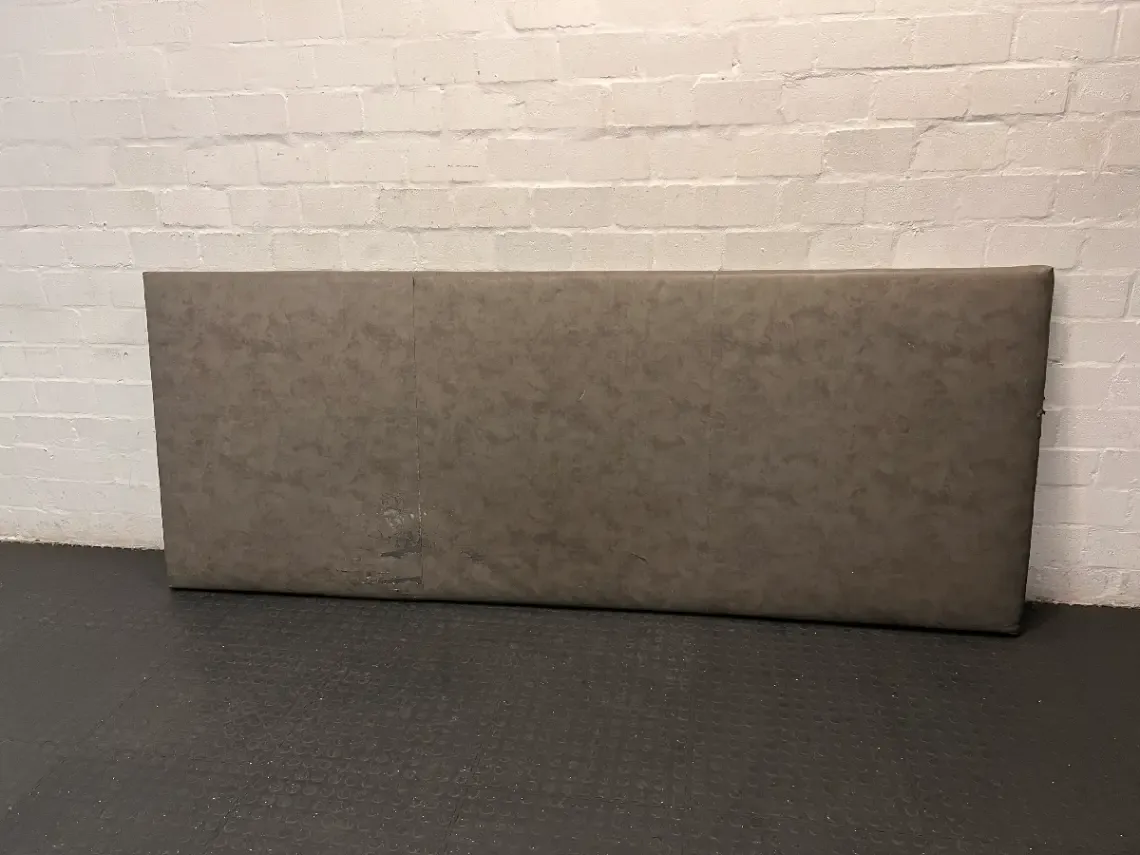 Grey Padded King Size Headboard - Notable Fabric Staining and Wear - 2ndhandwarehouse.com