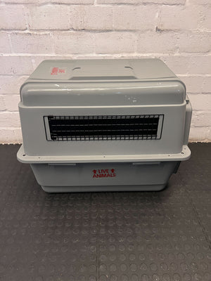 Grey Plastic Pet Carrier with Steel Door 80 BY 55 - Minor Scuff Marks
