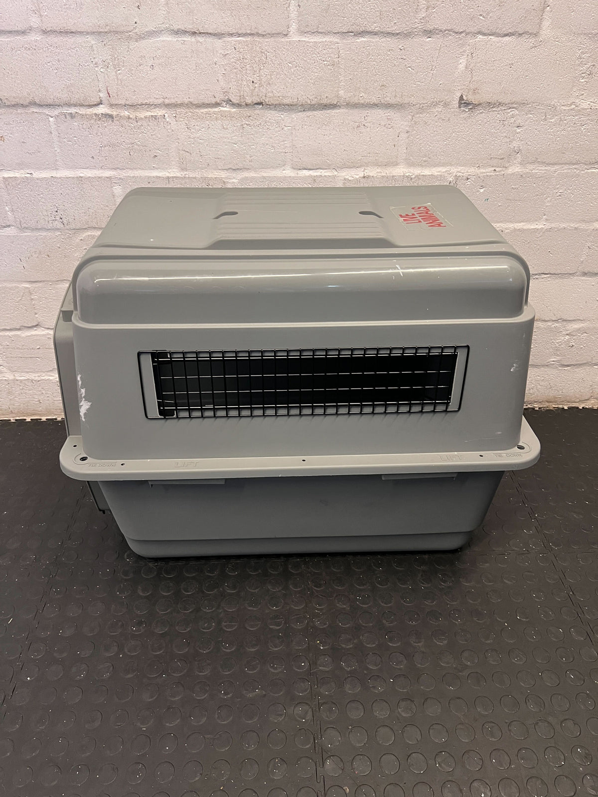 Grey Plastic Pet Carrier with Steel Door 80 BY 55 - Minor Scuff Marks