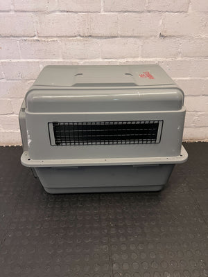 Grey Plastic Pet Carrier with Steel Door 80 BY 55 - Minor Scuff Marks