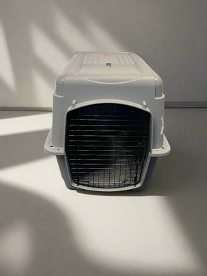 Grey Plastic Pet Carrier with Steel Door 80 BY 55 - Minor Scuff Marks
