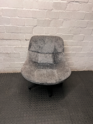 Grey Textured Fabric Tub Chair with Black Base