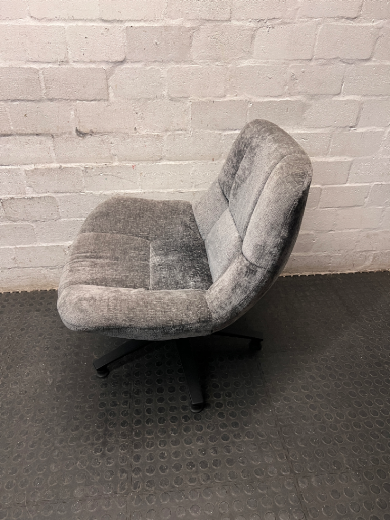 Grey Textured Fabric Tub Chair with Black Base
