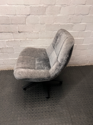 Grey Textured Fabric Tub Chair with Black Base