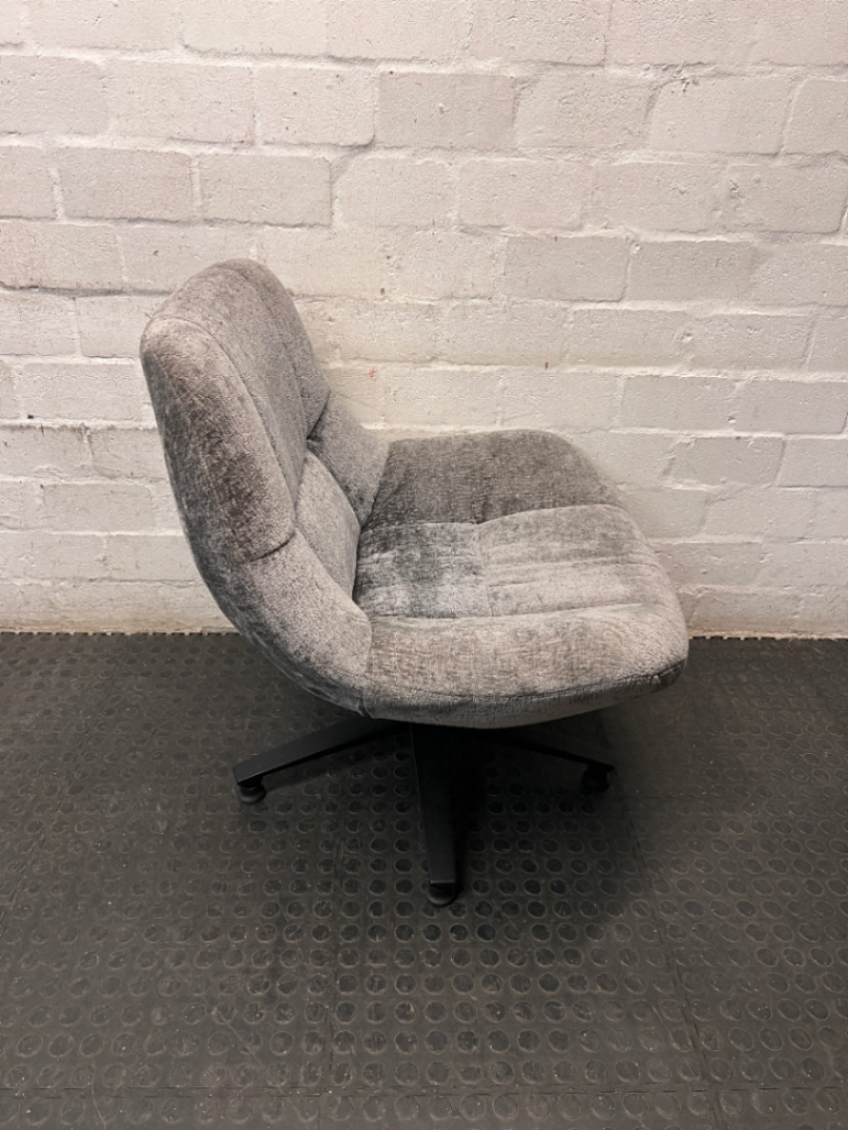 Grey Textured Fabric Tub Chair with Black Base