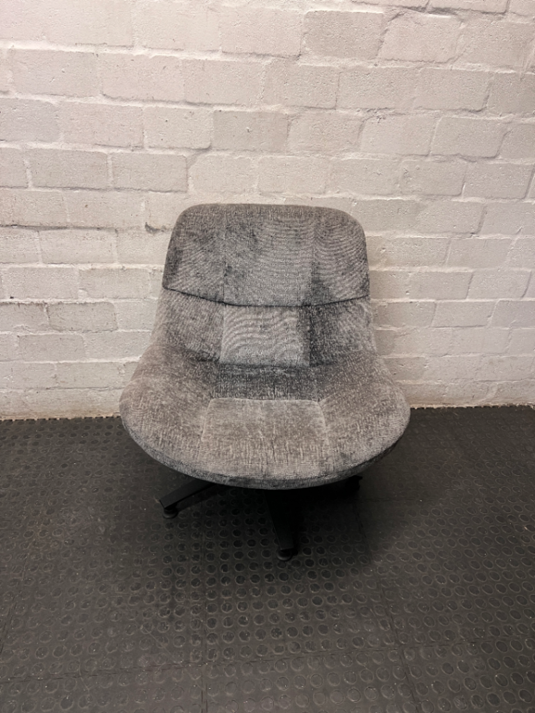 Grey Textured Fabric Tub Chair with Black Base