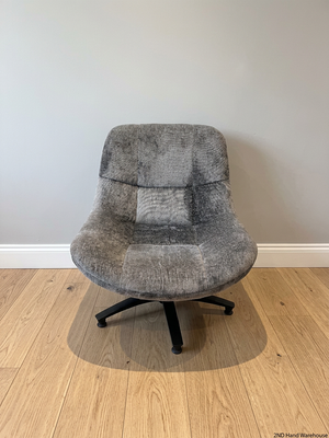 Grey Textured Fabric Tub Chair with Black Base