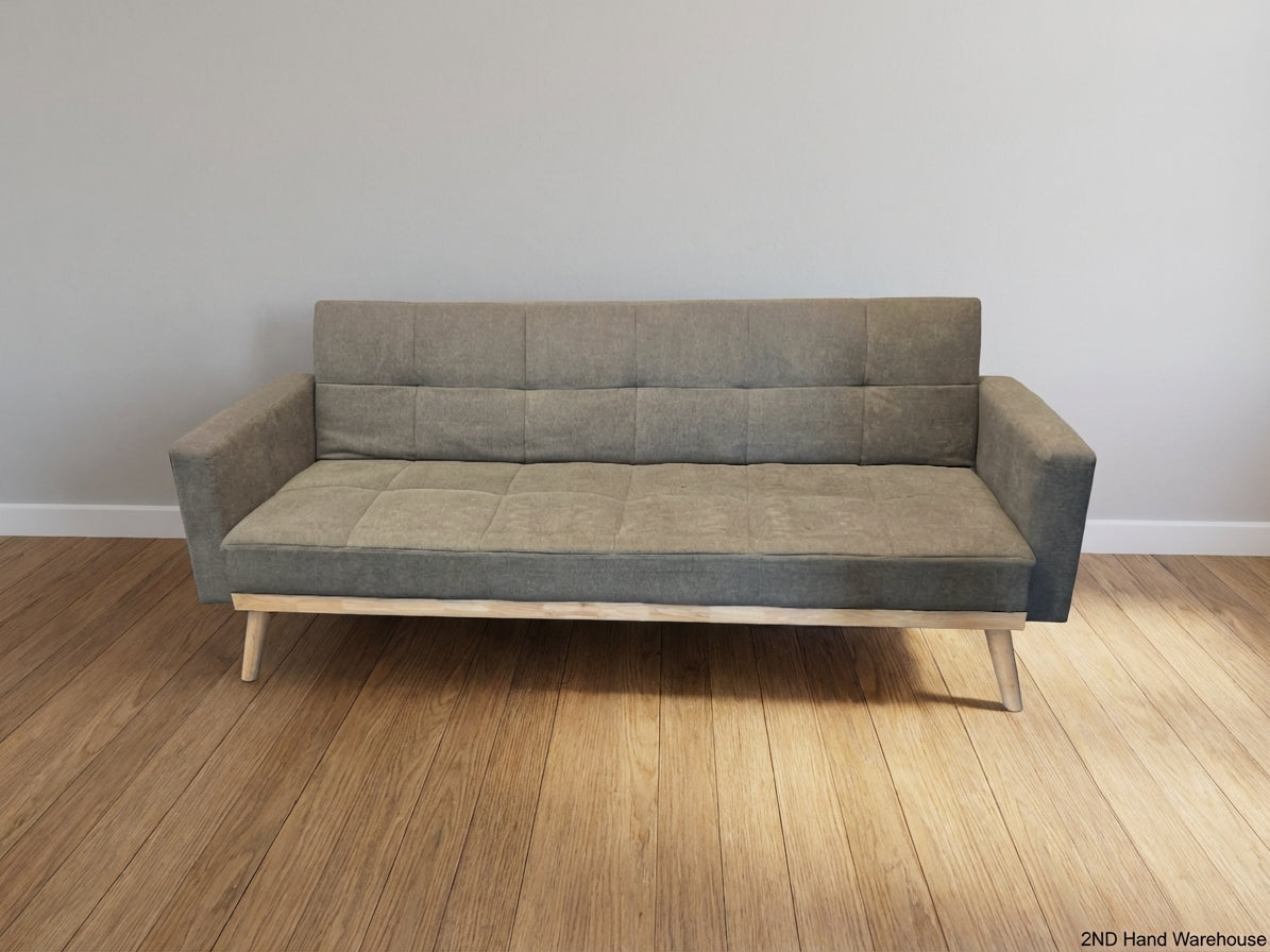 Grey Tufted Sleeper Couch - Minor Fabric Marks - 2ndhandwarehouse.com