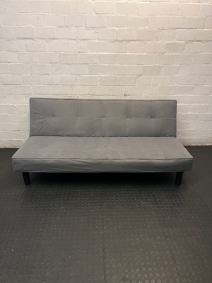 Grey Tufted Sleeper Couch — Significant Wear with Functional Hinge