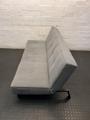Grey Tufted Sleeper Couch — Significant Wear with Functional Hinge