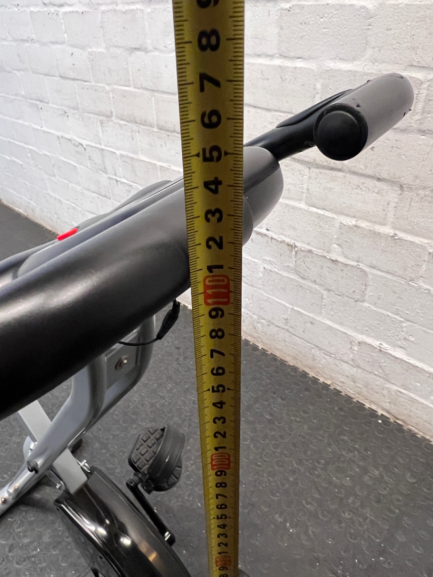 Grey and Black X-Frame Stationary Exercise Bike — Fair Used Condition