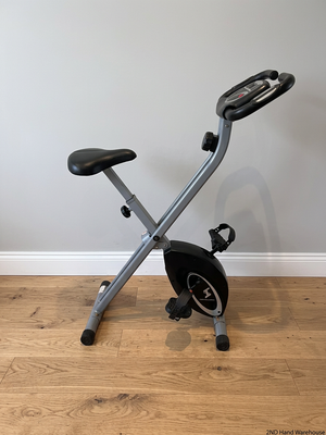 Grey and Black X-Frame Stationary Exercise Bike — Fair Used Condition