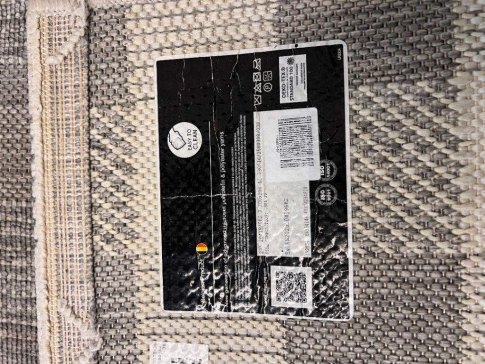 Grey and White Checkered Flat-Weave Floor Rug — Fair Used Condition