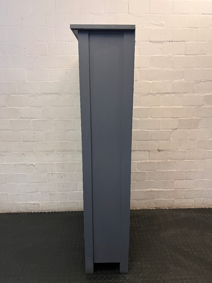 Grey and White Four-Tier Wooden Bookshelf — Good Condition