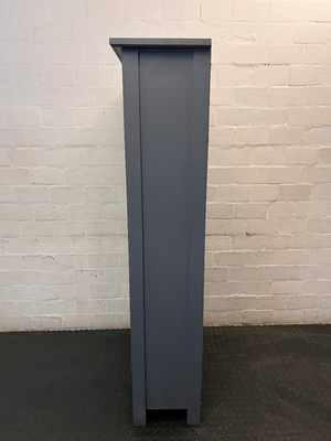 Grey and White Four-Tier Wooden Bookshelf — Good Condition