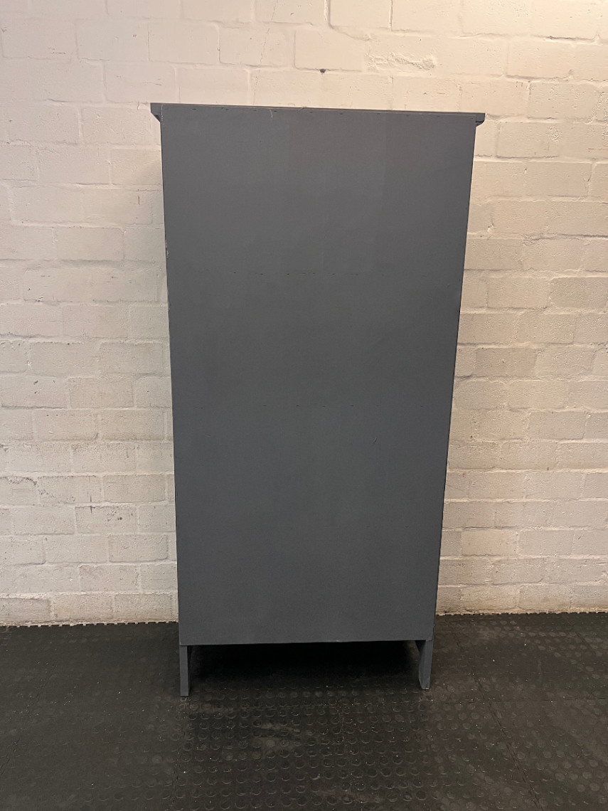 Grey and White Four-Tier Wooden Bookshelf — Good Condition