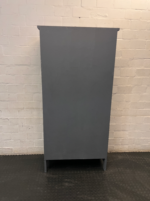 Grey and White Four-Tier Wooden Bookshelf — Good Condition