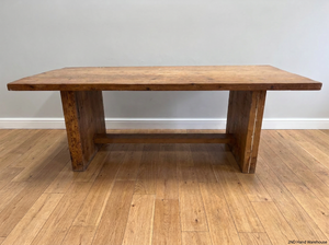 Hardwood Sealed Dining Table with Pedestal Legs — Used Good Condition - No Repairs Required - 2ndhandwarehouse.com