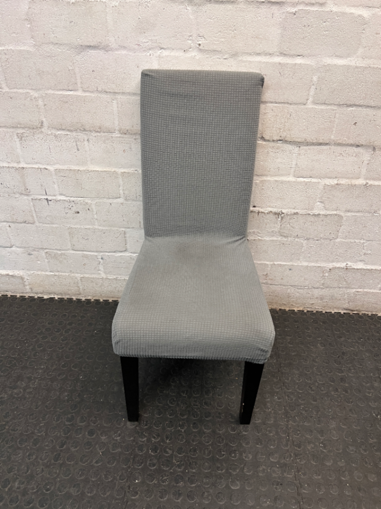 High Back Dining Chair with Charcoal Grey Fabric Cover — Damaged Condition