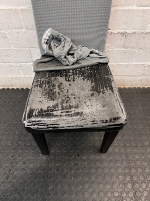 High Back Dining Chair with Charcoal Grey Fabric Cover — Damaged Condition
