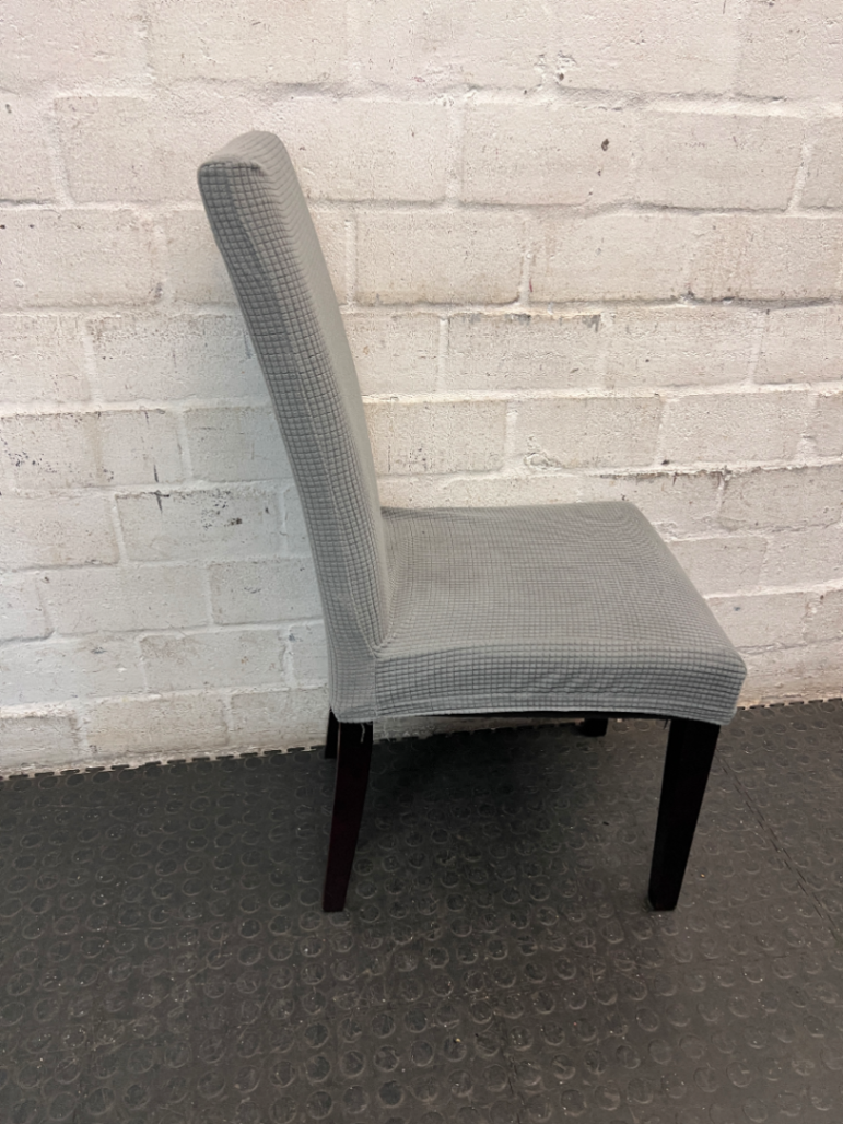 High Back Dining Chair with Charcoal Grey Fabric Cover — Damaged Condition