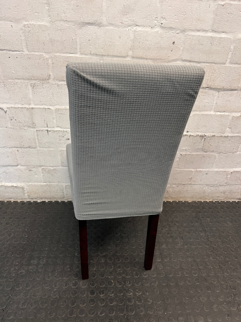 High Back Dining Chair with Charcoal Grey Fabric Cover — Damaged Condition