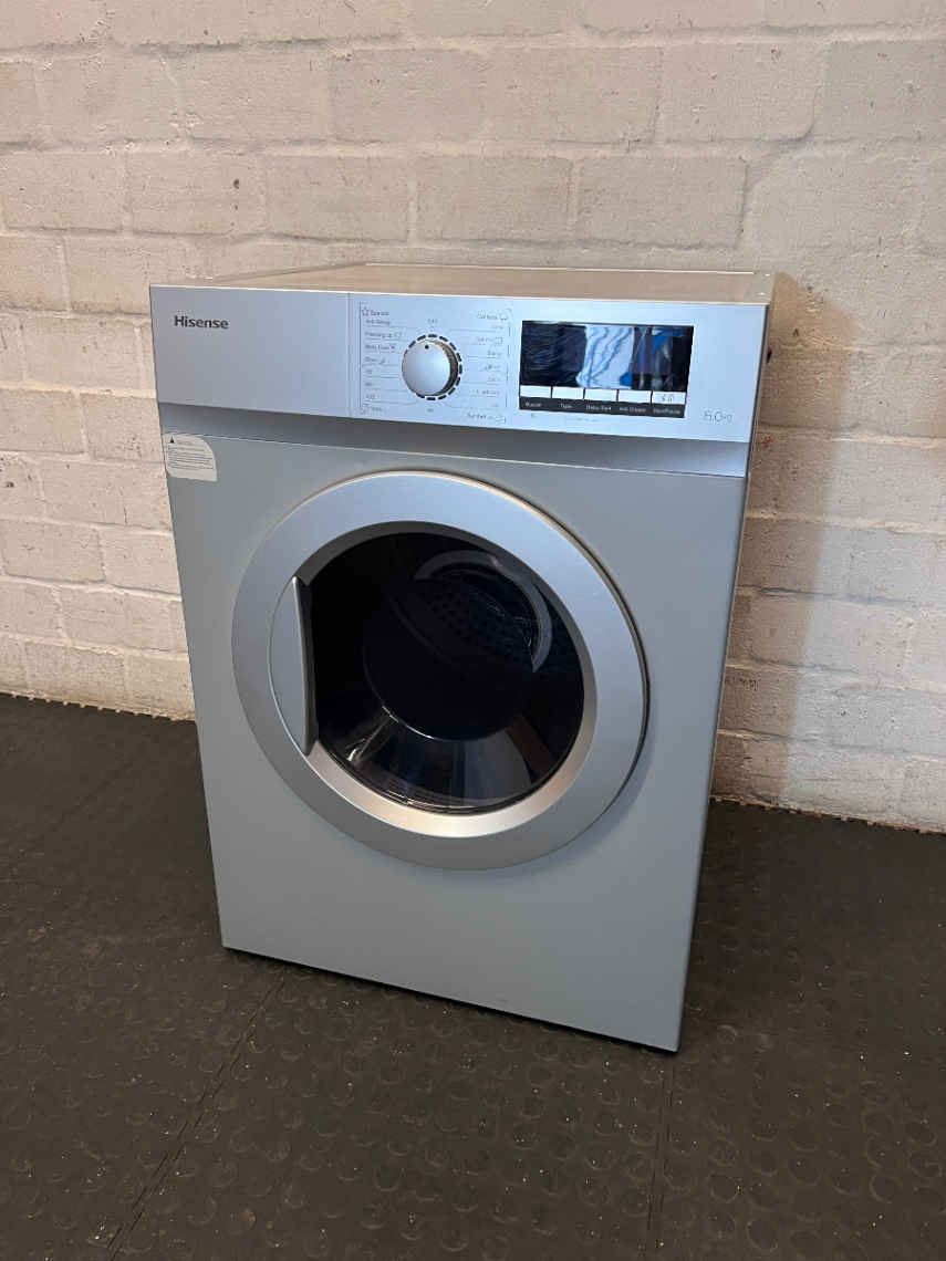 Hisense 8kg Front Load Tumble Dryer in Silver — Good Working Order - 2ndhandwarehouse.com