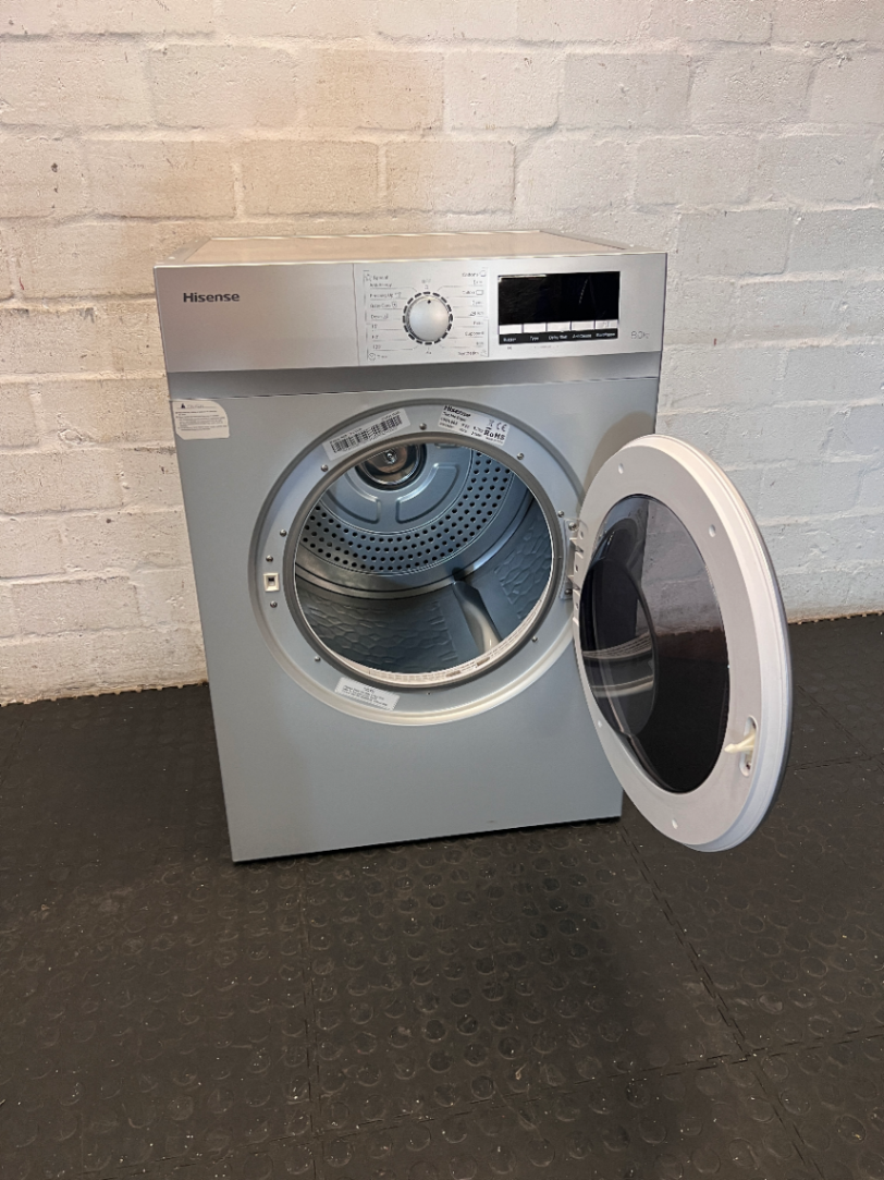 Hisense 8kg Front Load Tumble Dryer in Silver — Good Working Order - 2ndhandwarehouse.com