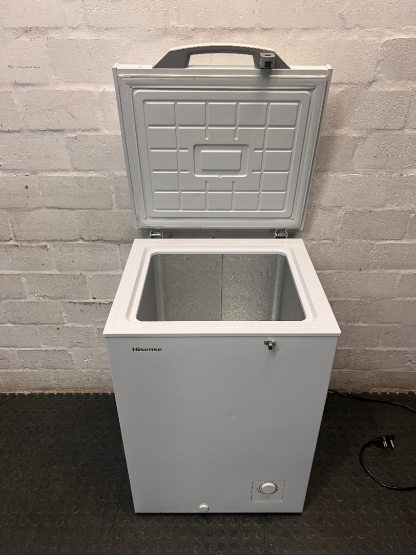 Hisense White Chest Freezer — Working Order with Heavy Exterior Wear