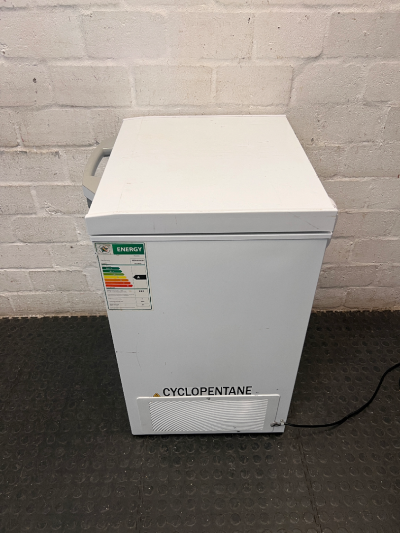 Hisense White Chest Freezer — Working Order with Heavy Exterior Wear