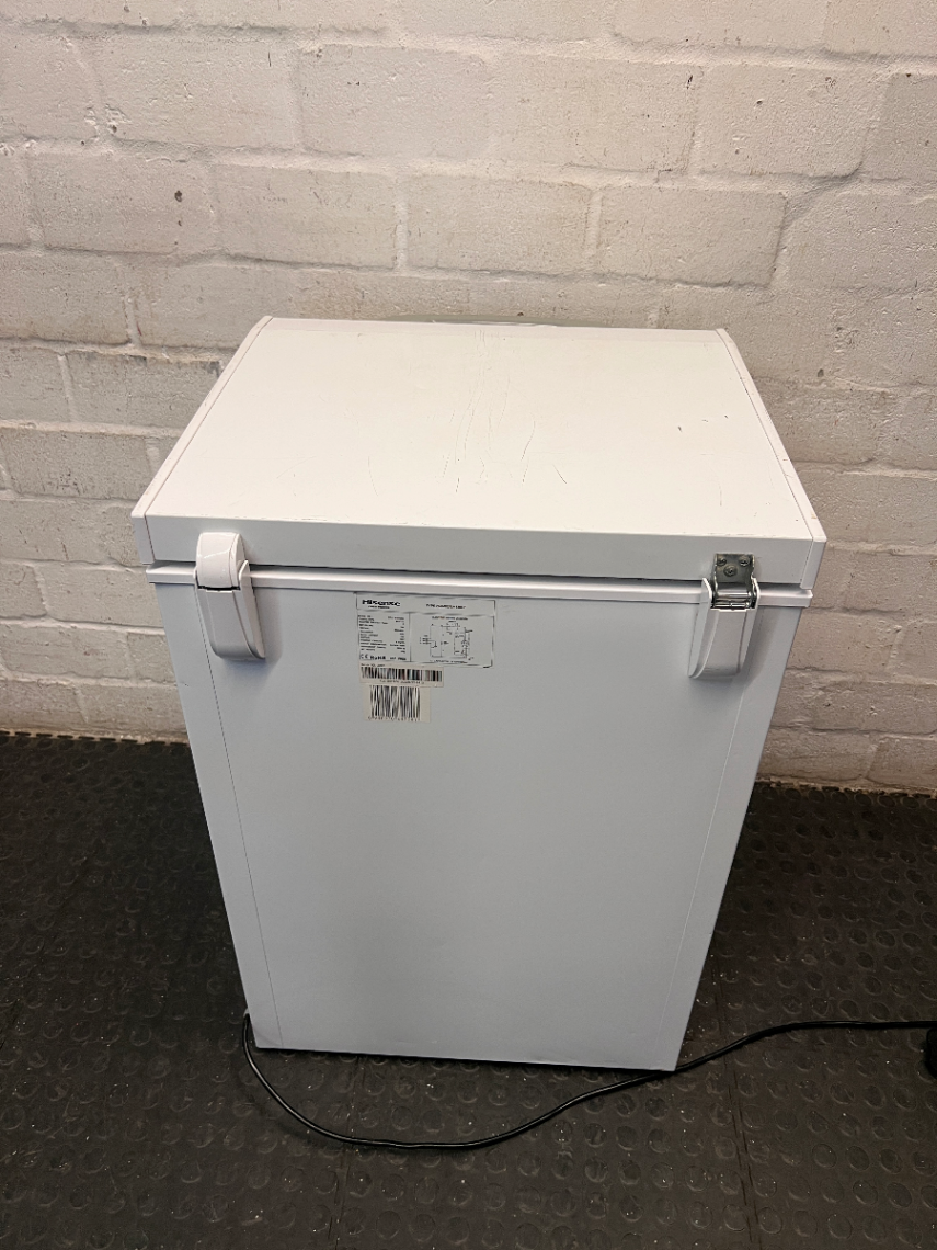 Hisense White Chest Freezer — Working Order with Heavy Exterior Wear