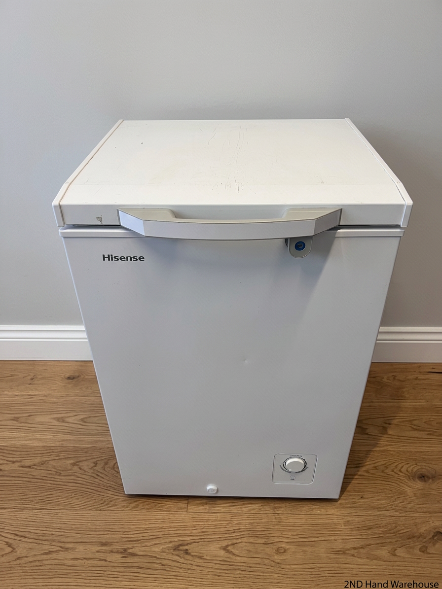 Hisense White Chest Freezer — Working Order with Heavy Exterior Wear