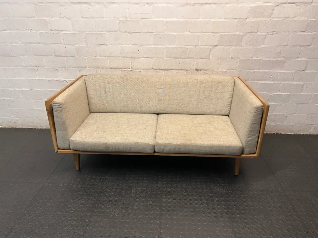 Homewood 2 Seater Couch with Oak Frame — Minor Scuffing on Base