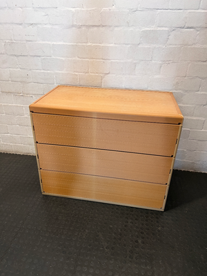 Honey-Toned 3-Drawer Office Organiser with Ribbed Detail - 2ndhandwarehouse.com