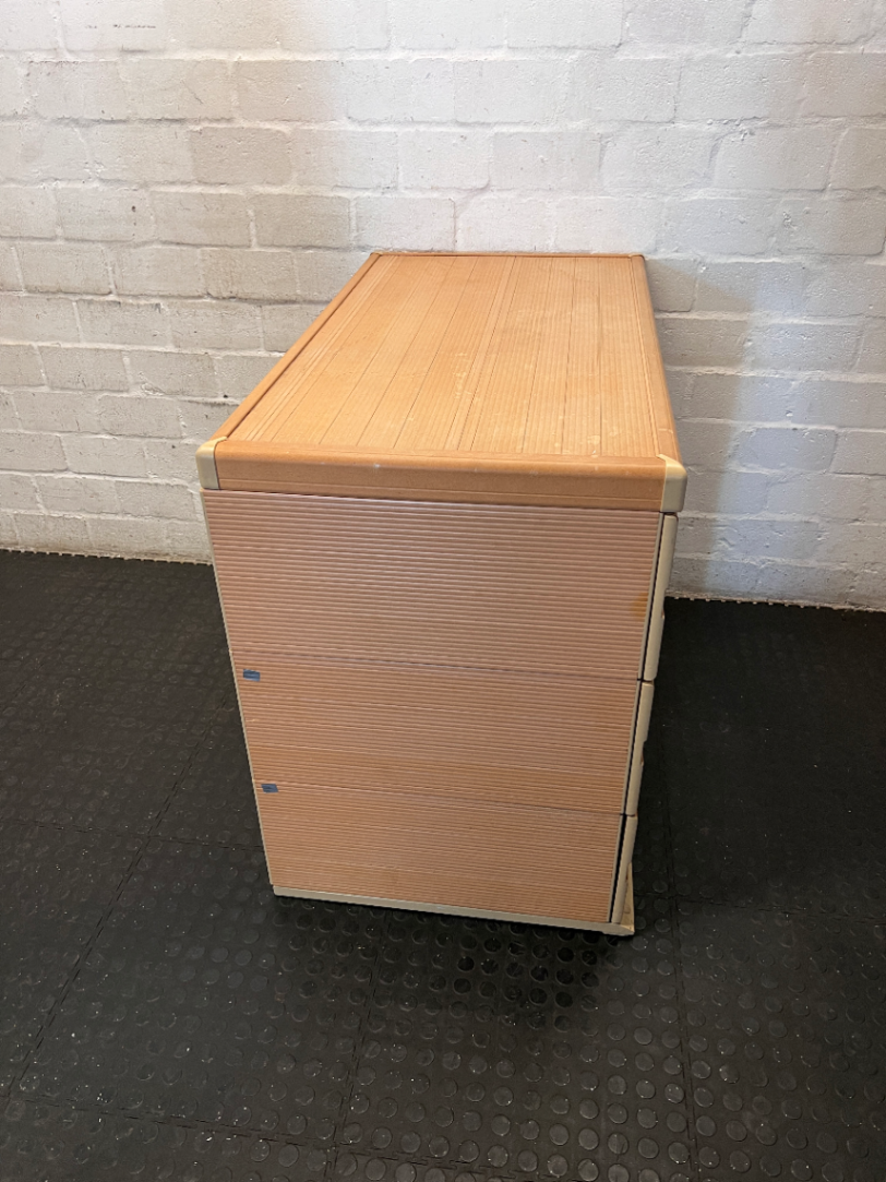Honey-Toned 3-Drawer Office Organiser with Ribbed Detail - 2ndhandwarehouse.com