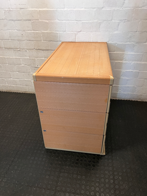 Honey-Toned 3-Drawer Office Organiser with Ribbed Detail - 2ndhandwarehouse.com