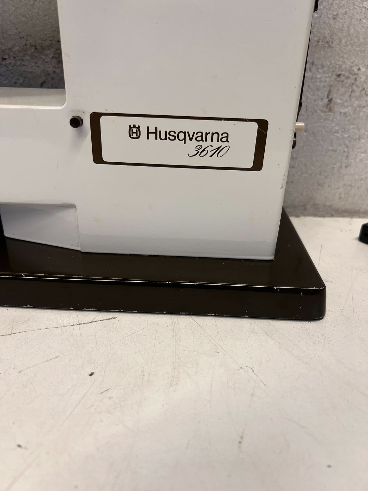 Husqvarna 3610 Vintage Sewing Machine - White and Brown, Minor Scuffs