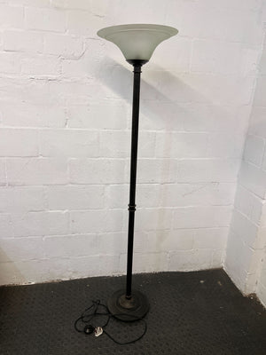Elegant Black Metal Floor Lamp with Frosted Glass Shade - Shade is cracked - 2ndhandwarehouse.com