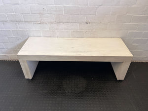 Versatile Whitewashed Wood Console Bench with Casters